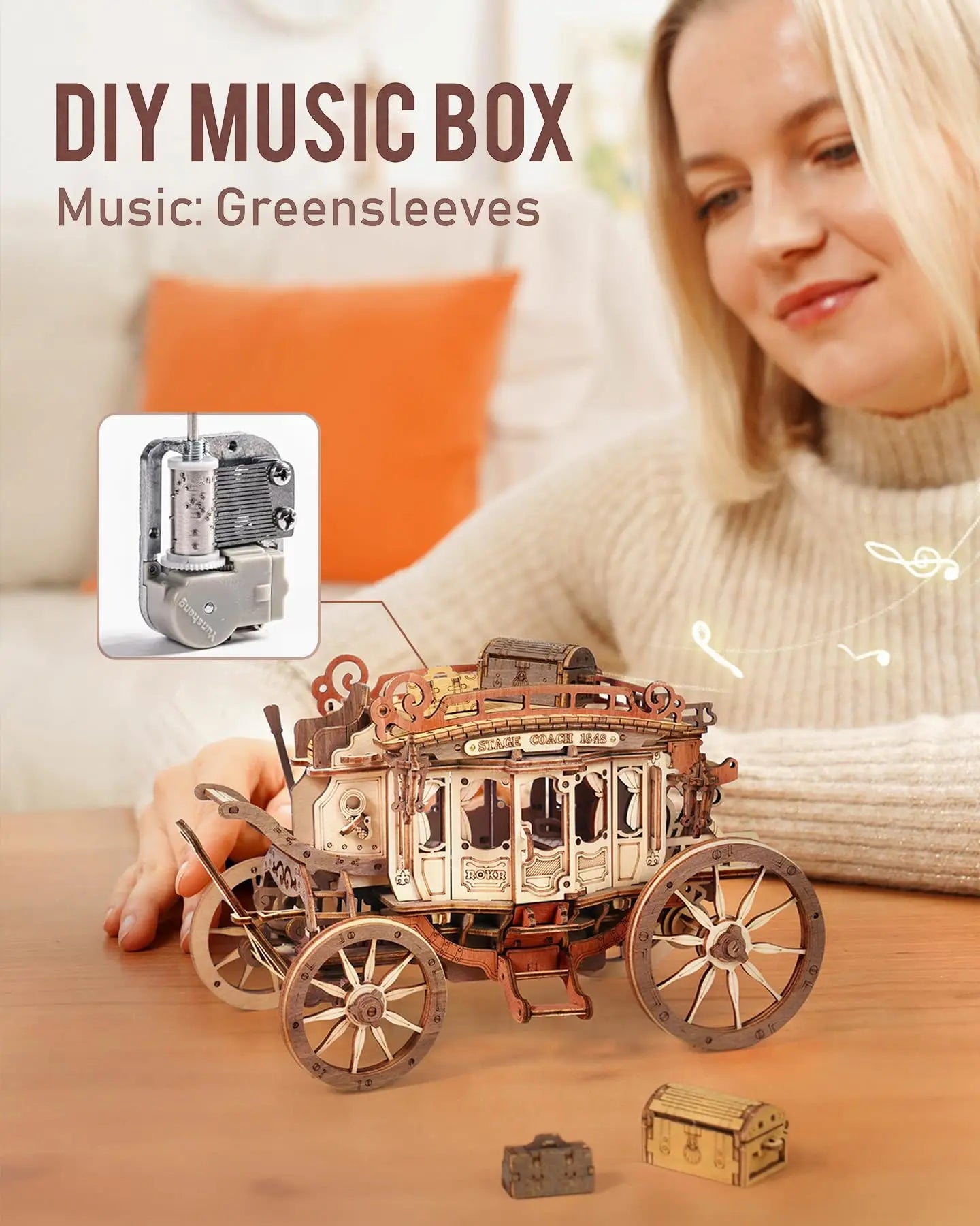 ROKR Stagecoach Music Box - 3D Wooden Puzzle