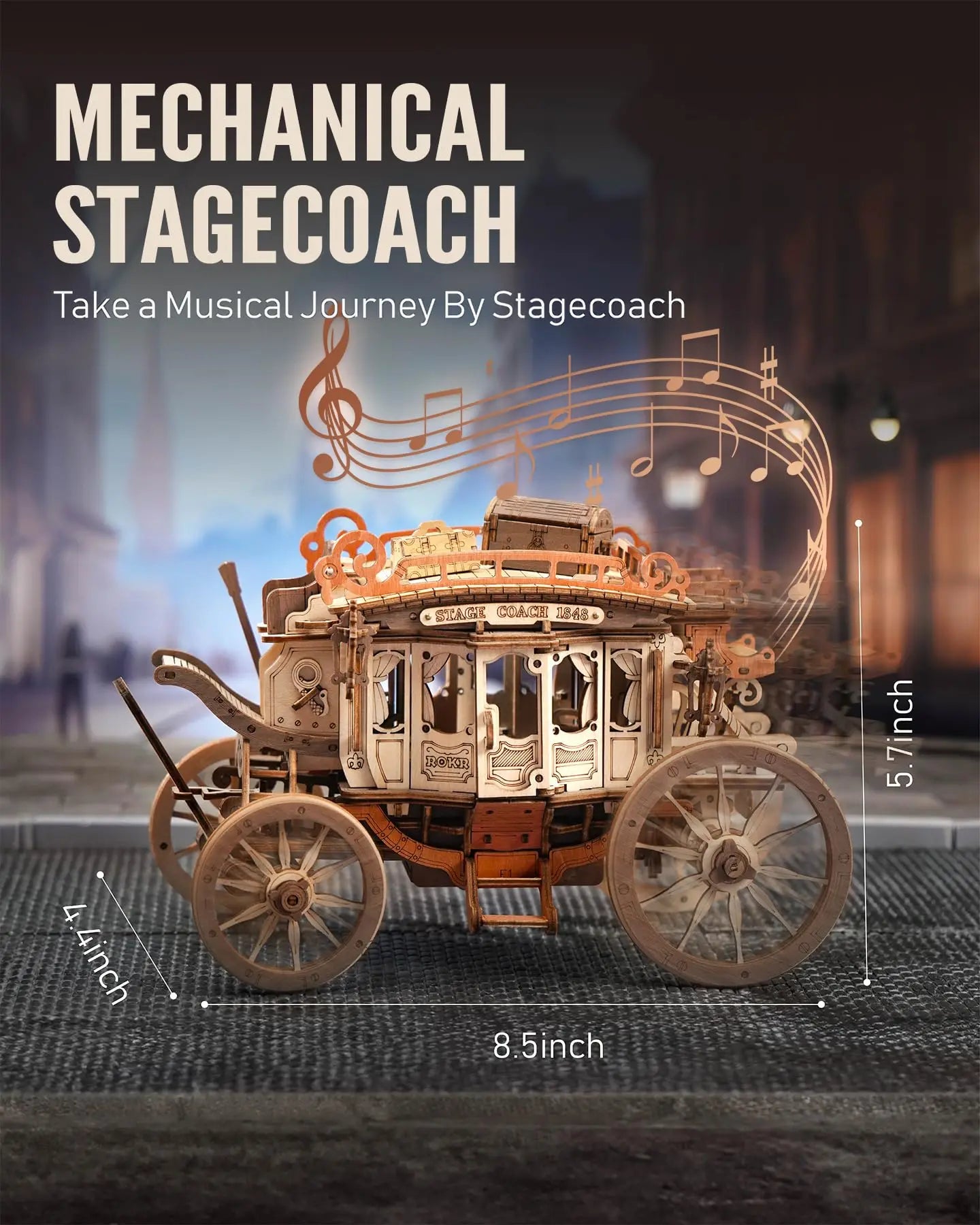ROKR Stagecoach Music Box - 3D Wooden Puzzle
