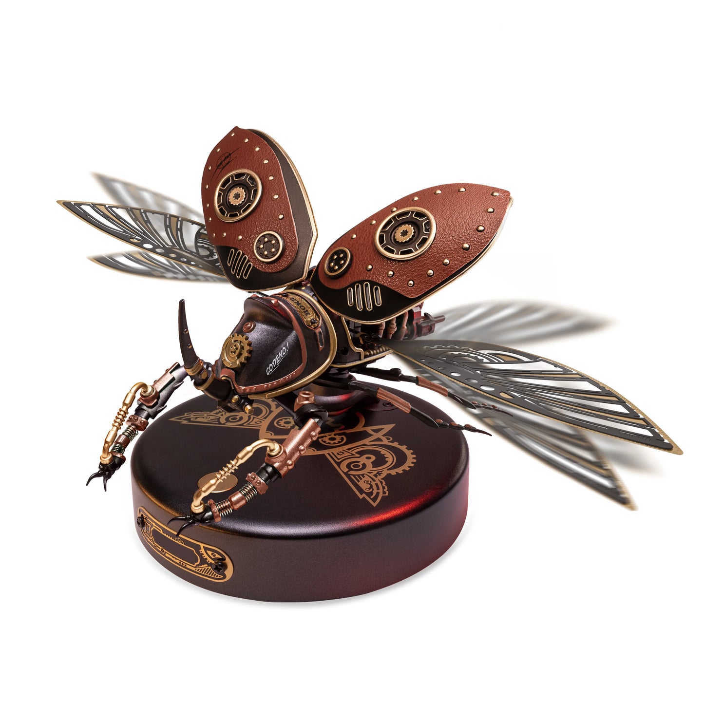 Kuldse mündiga kilpkonn Rokr 3D pusle LED-valgusega steampunk-disainiga 