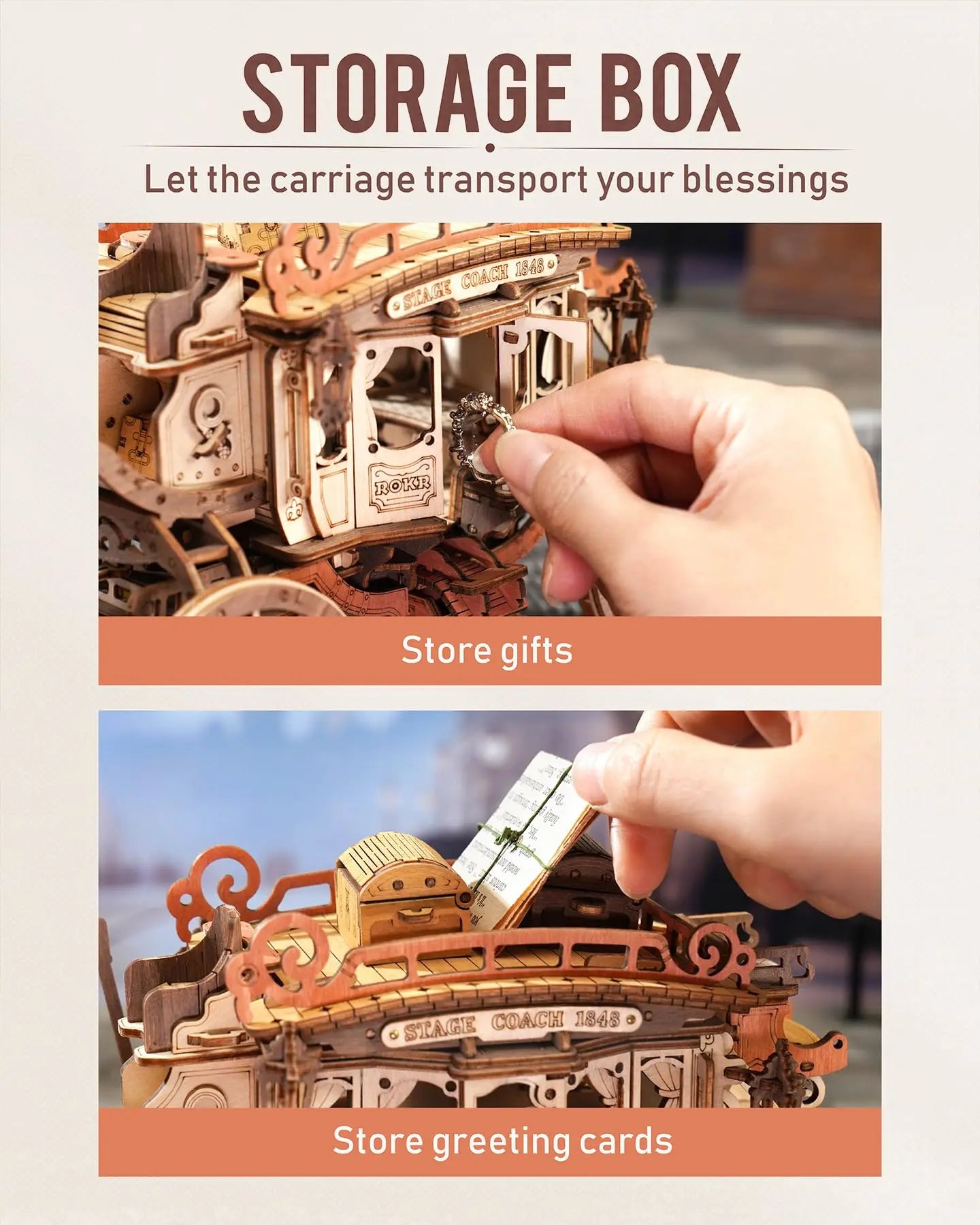 ROKR Stagecoach Music Box - 3D Wooden Puzzle