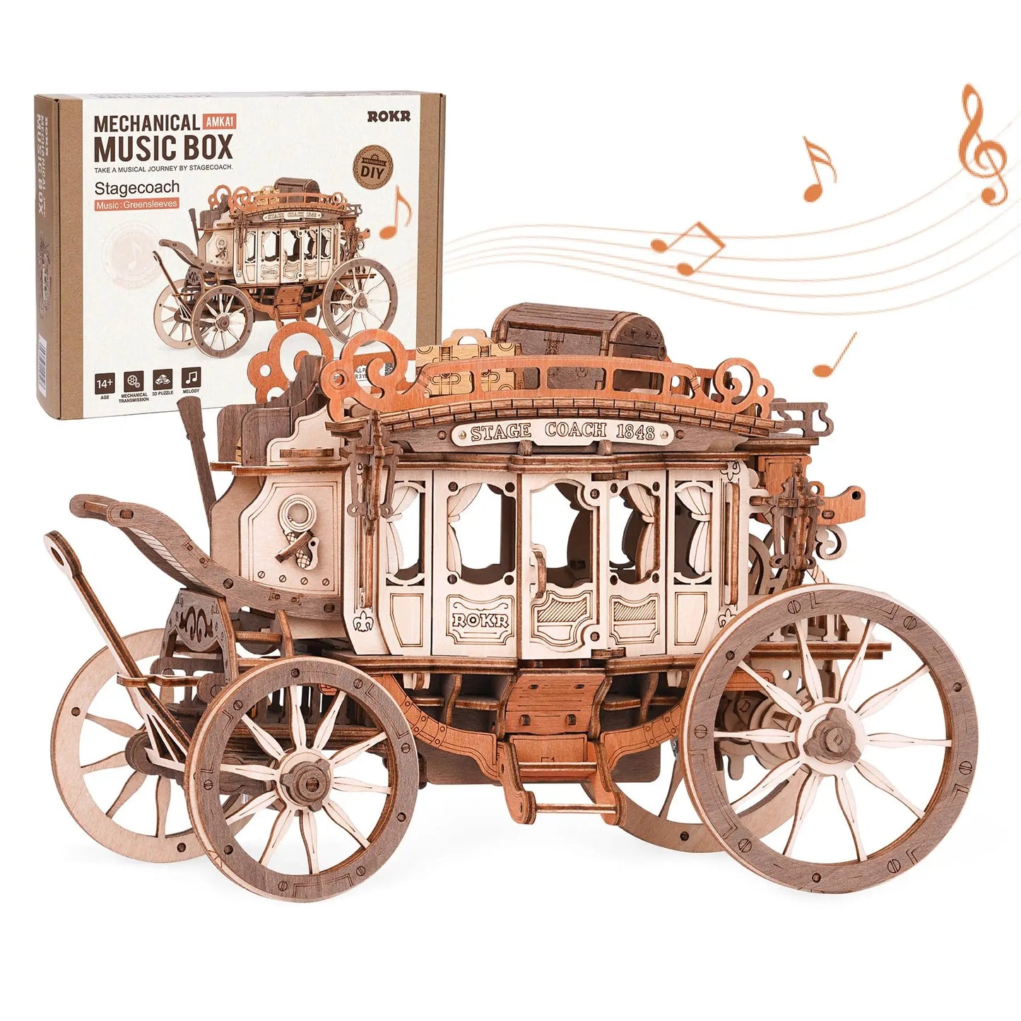 ROKR Stagecoach Music Box - 3D Wooden Puzzle