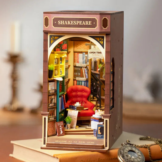 Lummav Book Nook 3D puidust pusle DIY komplekt